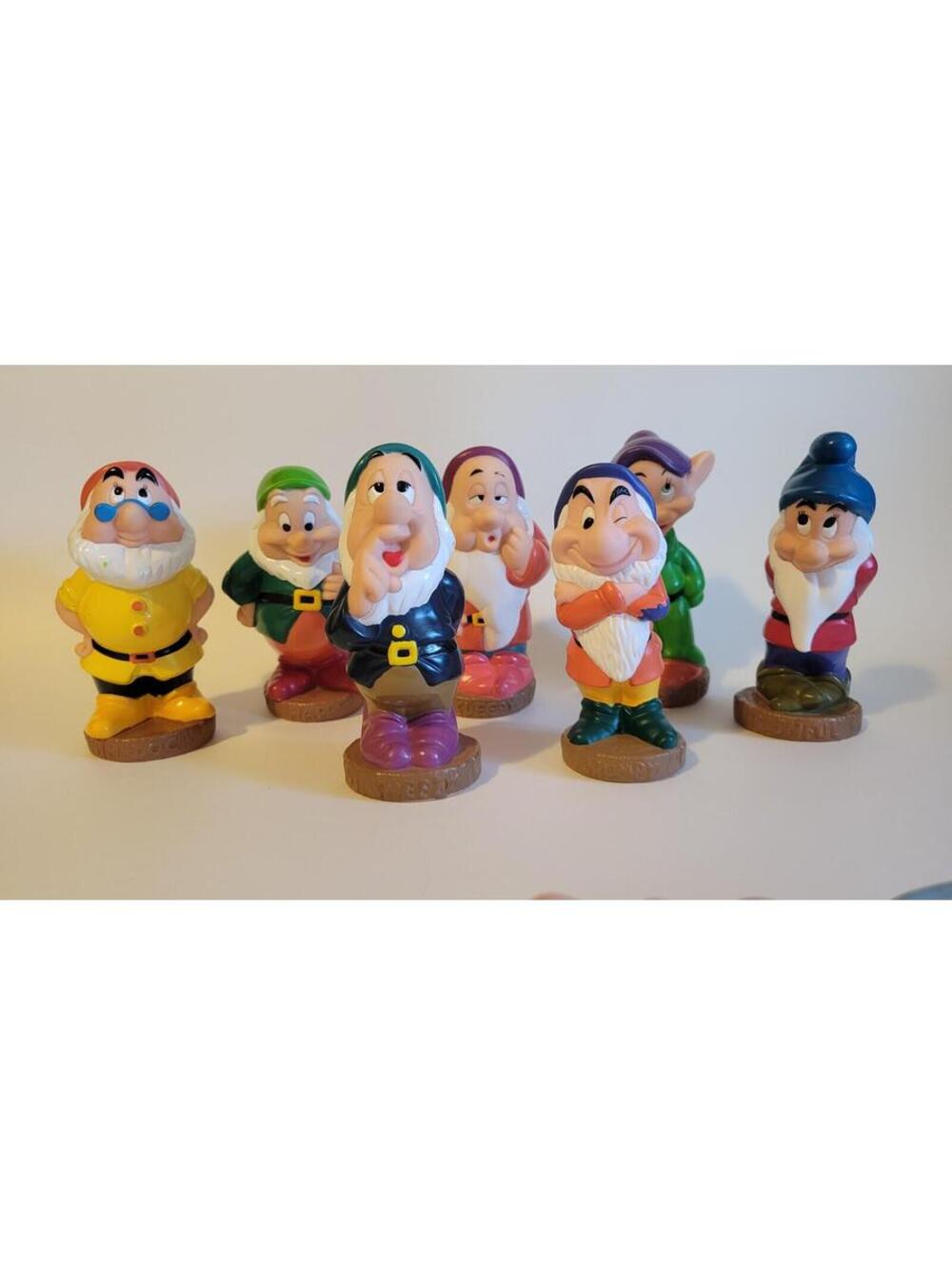 Rare Vintage Disney 7 Dwarfs Vinyl Plastic Figures Full Set 1988